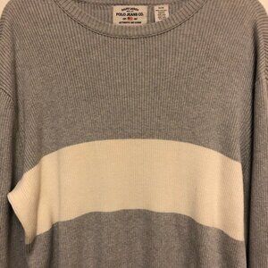 Ralph Lauren Polo Jeans Co Men's Gray Sweater Cream Stripe Pullover Crew Sz M